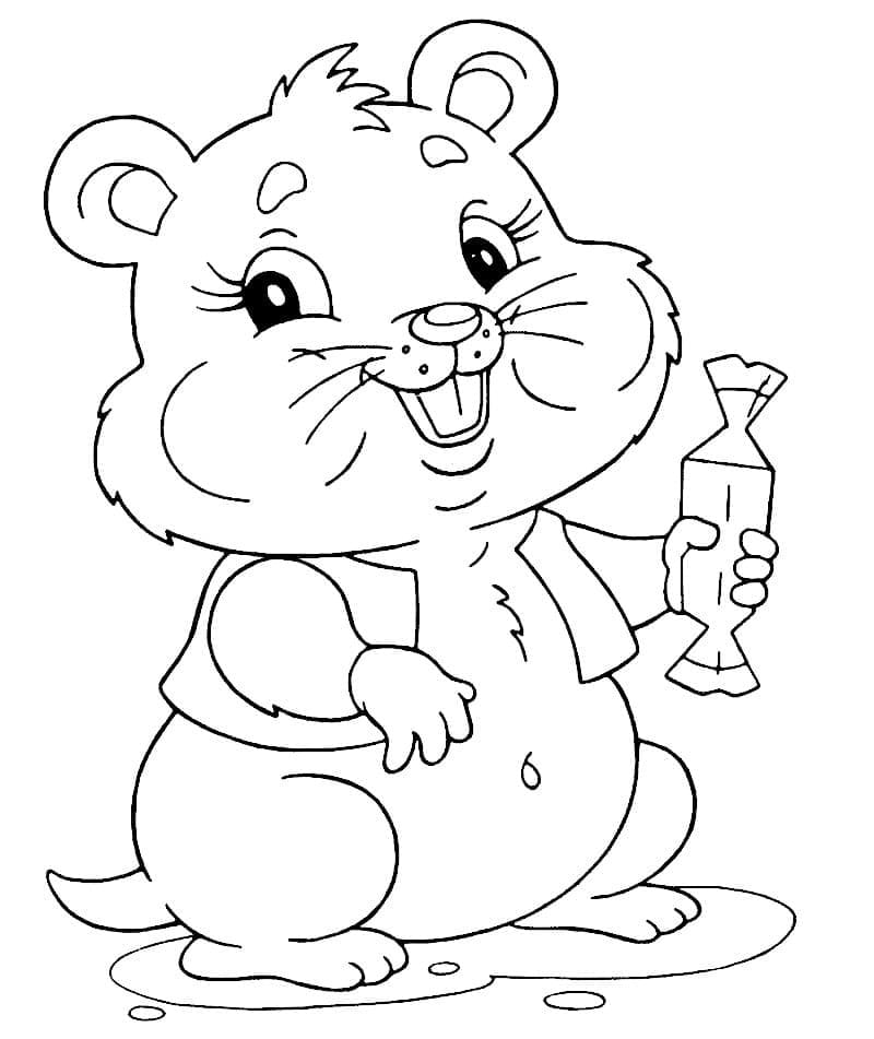Hamster et Bonbons coloring page