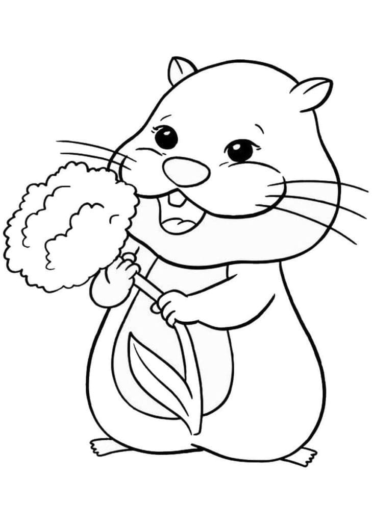 Hamster et Fleur coloring page
