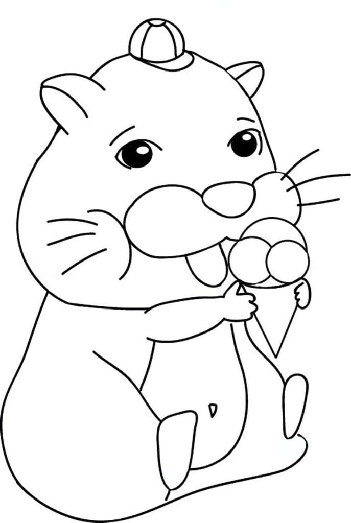 Coloriage Hamster Mange de la Glace