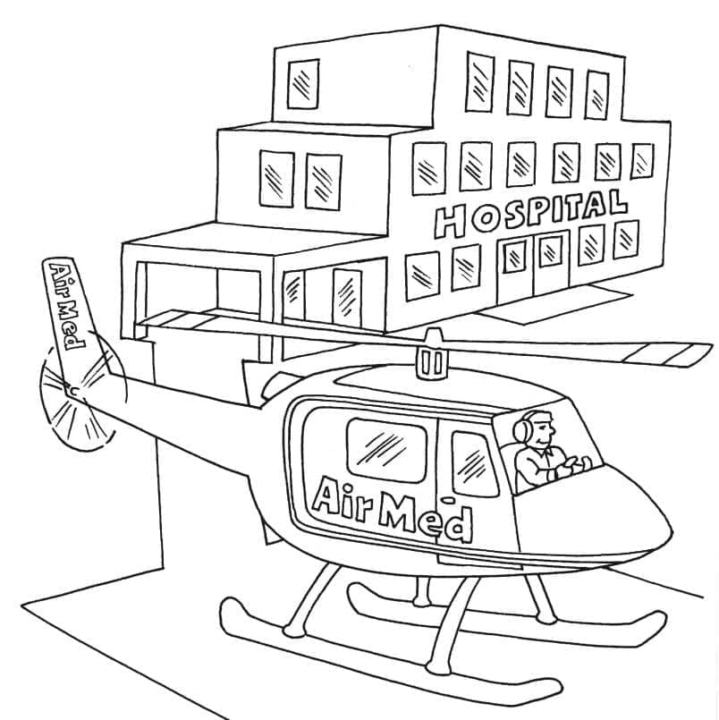 Coloriage Hélicoptère Hospitalier