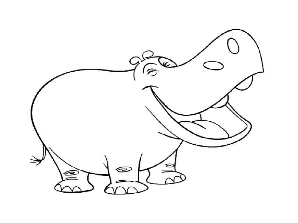 Coloriage Hippopotame Amical