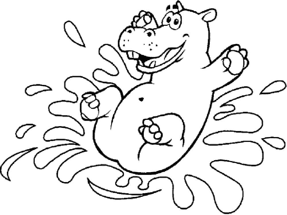 Coloriage Hippopotame Gratuit Pour les Enfants