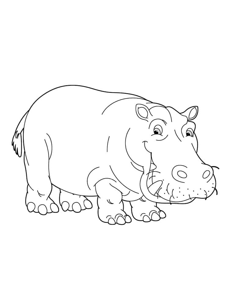 Coloriage Hippopotame Souriant