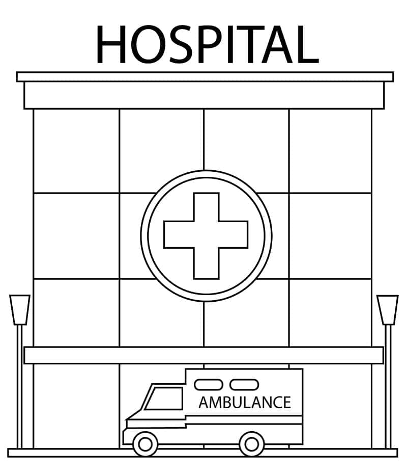 Hôpital et Ambulance coloring page