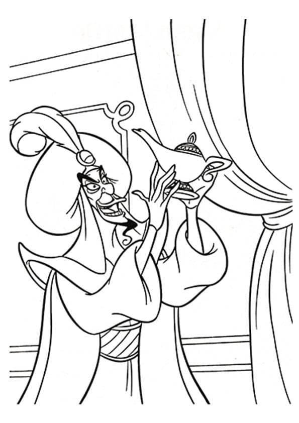 Jafar et Lampe de Génie coloring page