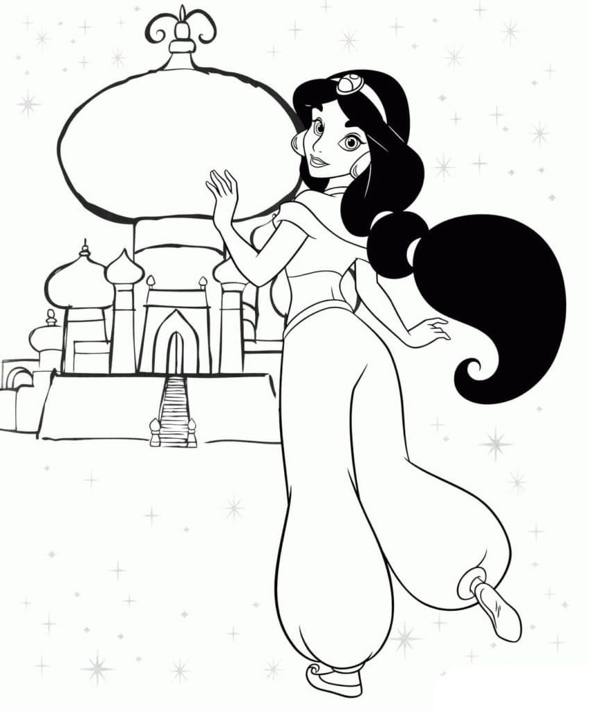 Jasmine et et Château coloring page