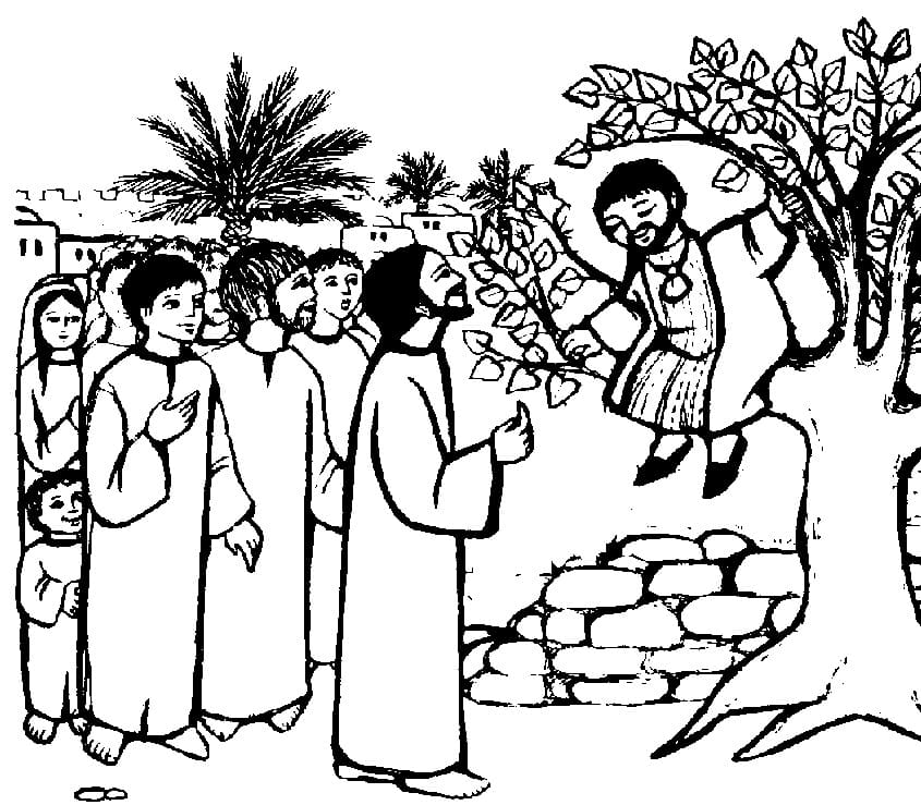 Jésus et Zachée coloring page