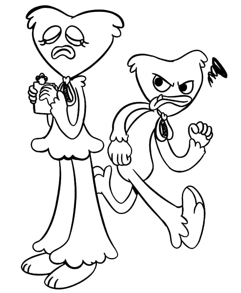 Coloriage Kissy Missy et Huggy Wuggy