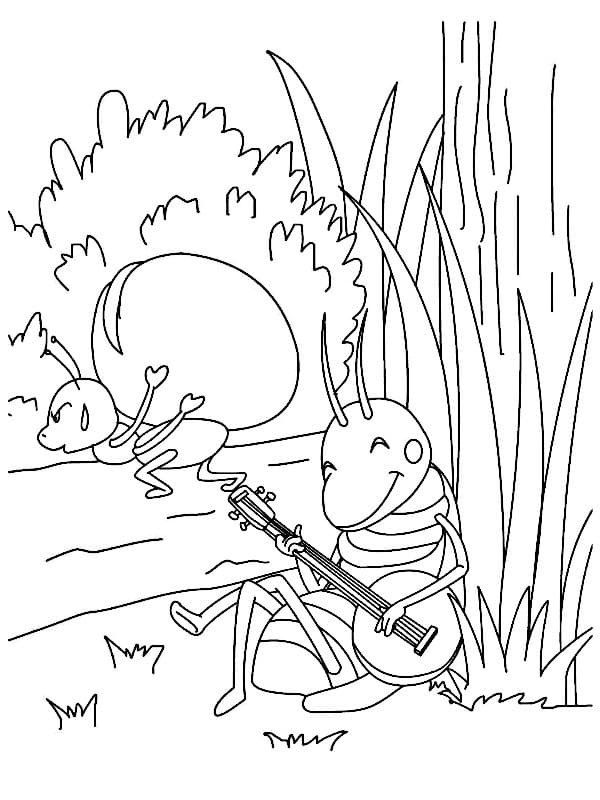 La Cigale et la Fourmi Gratuit coloring page