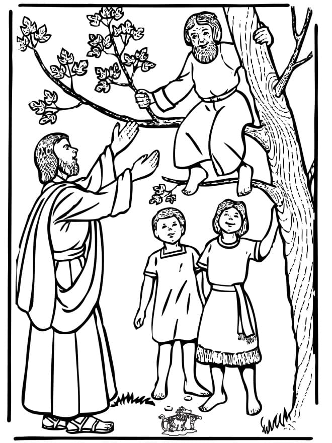 La Rencontre de Zachée et de Jésus coloring page