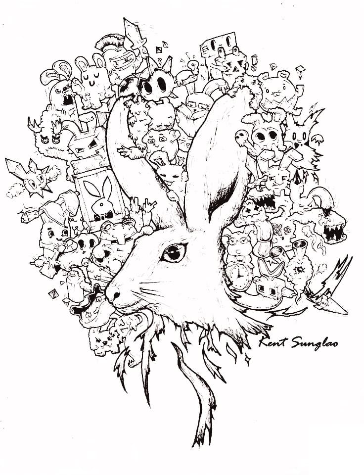 Lapin Doodle Art coloring page