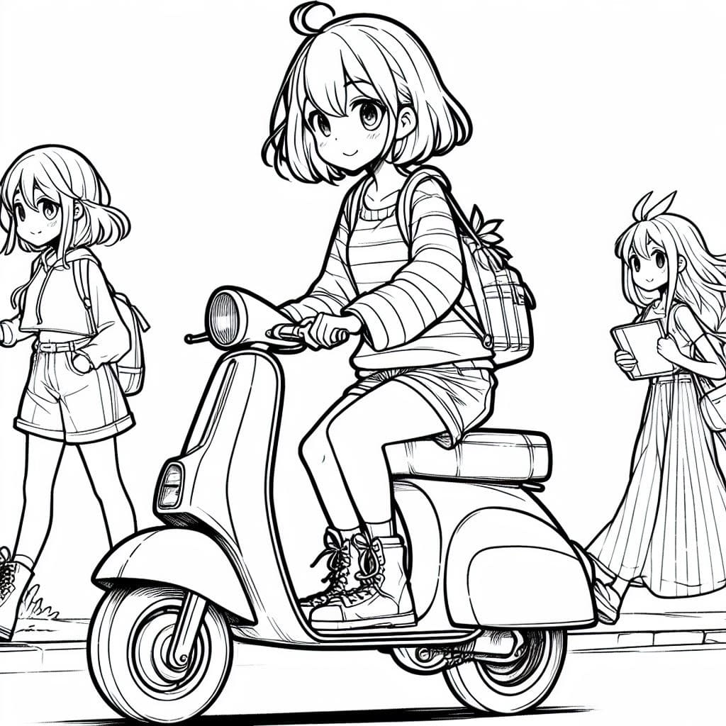 Les Filles Manga Vont à l’école coloring page