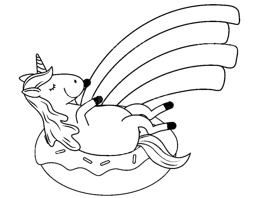 Licorne et Beignet coloring page