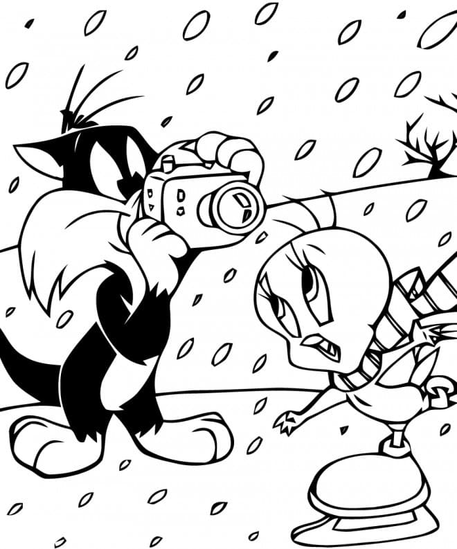Looney Tunes Titi et Grosminet coloring page