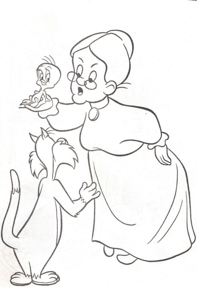 Mémé Titi et Grosminet coloring page