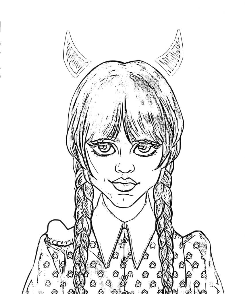 Mercredi Addams Gratuit Pour les Enfants coloring page