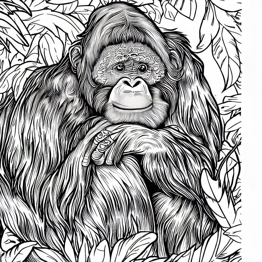 Orang-outan Dans la Forêt coloring page
