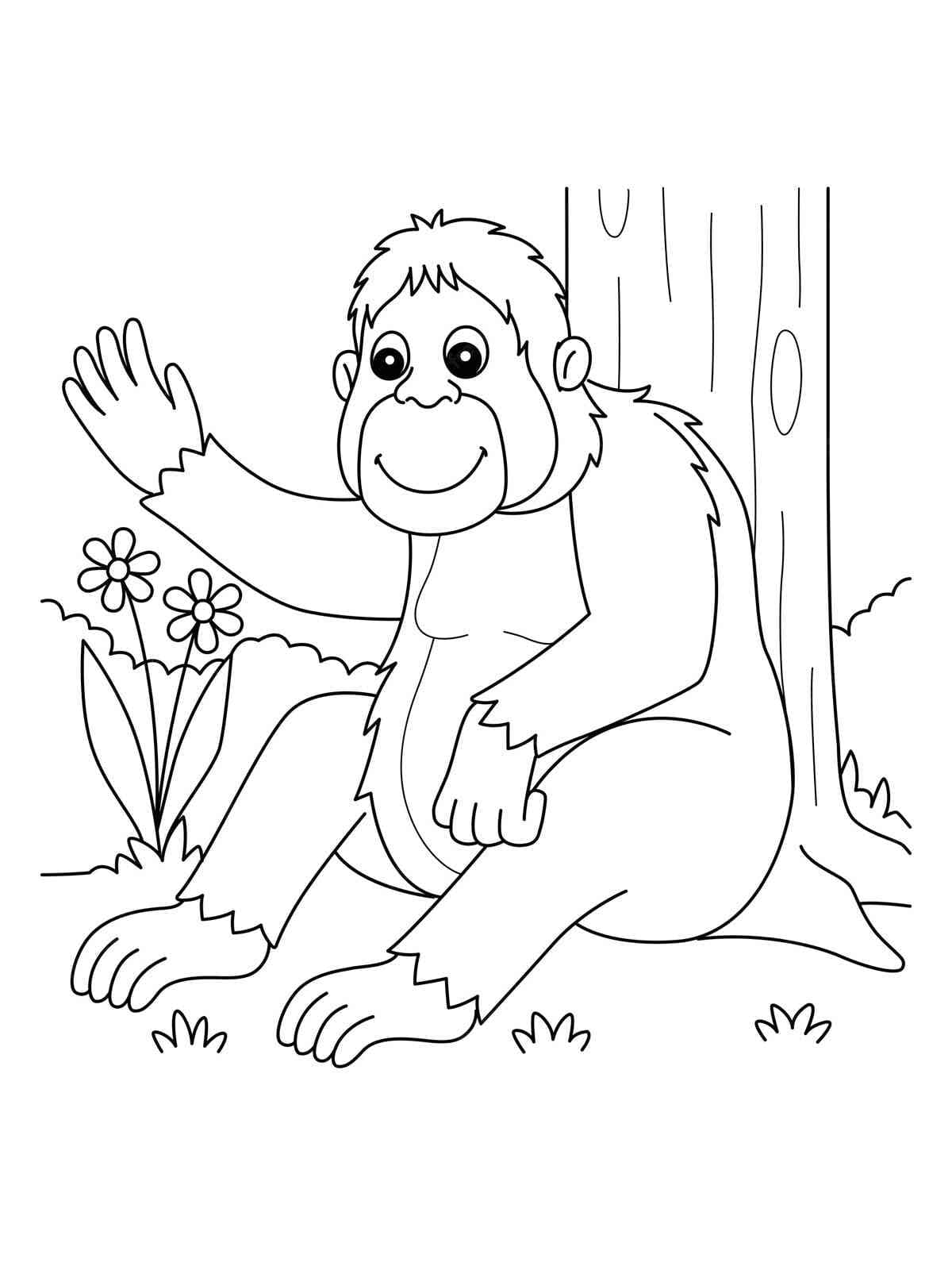 Orang-outan Souriant coloring page
