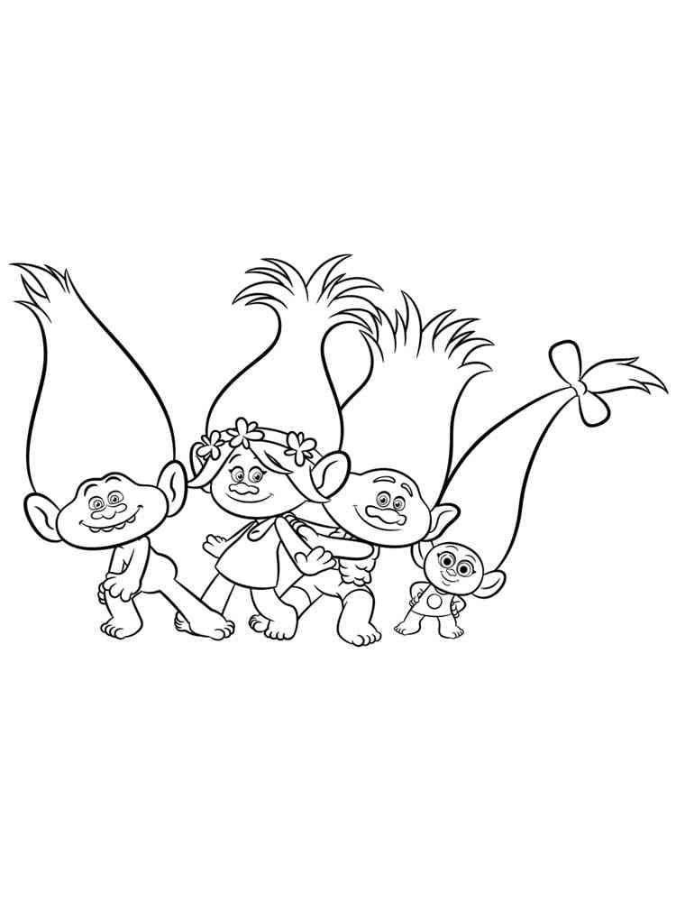 Personnages de Les Trolls coloring page