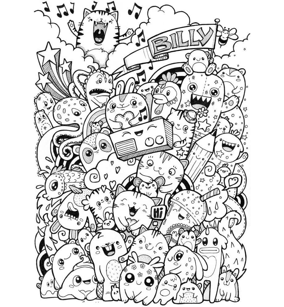 Personnages Doodle coloring page