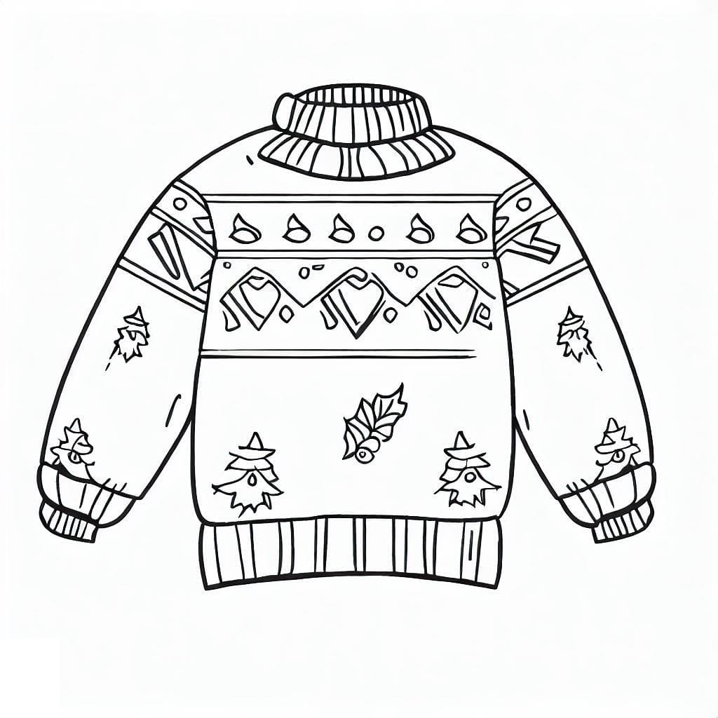 Coloriage Photo du Pull de Noël - télécharger et imprimer gratuit sur