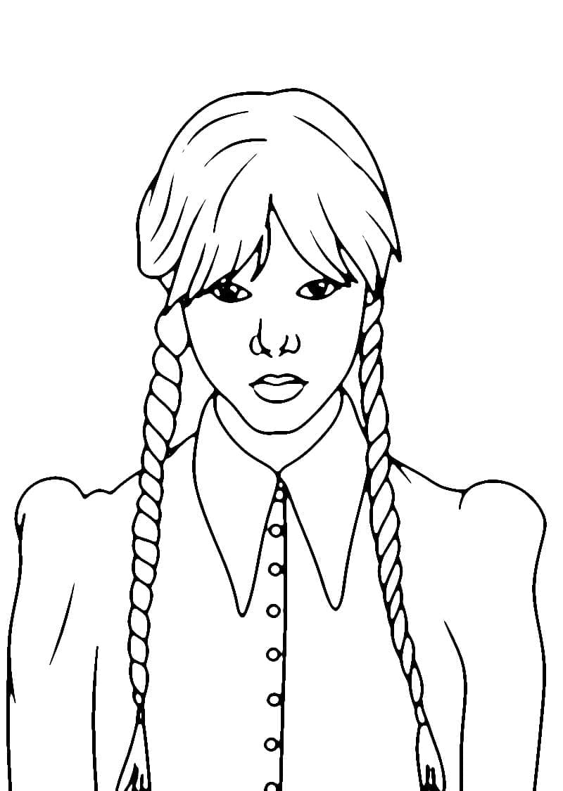 Portrait de Mercredi Addams coloring page