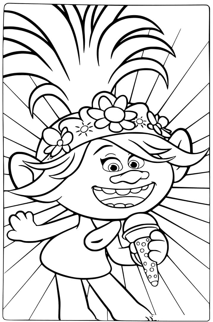 Princesse Poppy dans Les Trolls coloring page