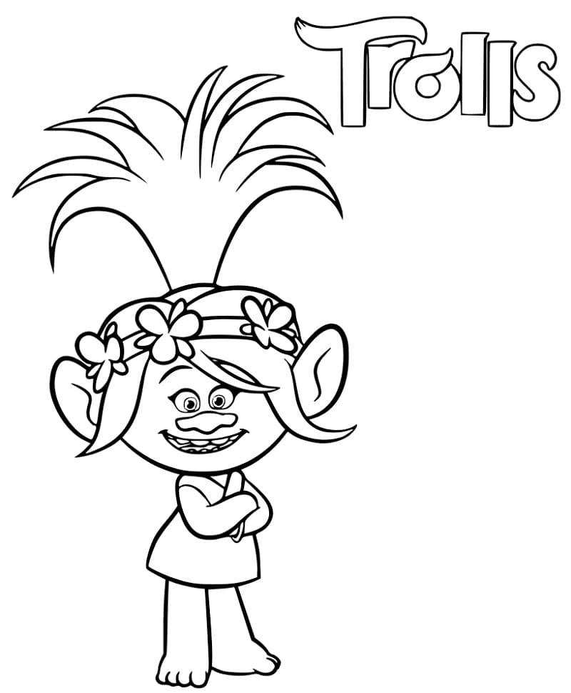 Princesse Poppy de Les Trolls coloring page