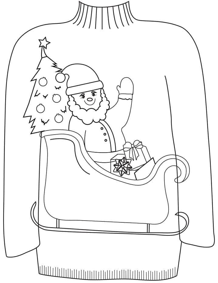 Pull de Noël et Père Noël coloring page