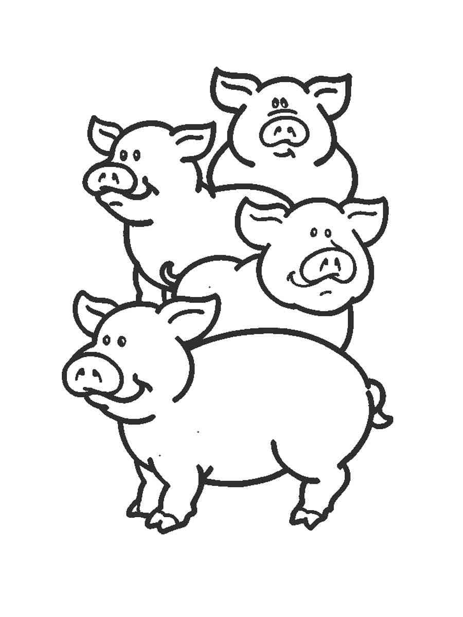 Quatre Cochon coloring page