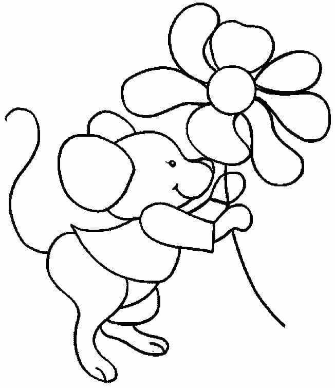 Souris et Fleur coloring page