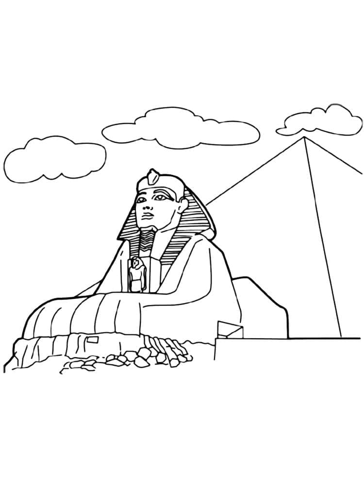 Sphinx et Pyramide de Gizeh coloring page