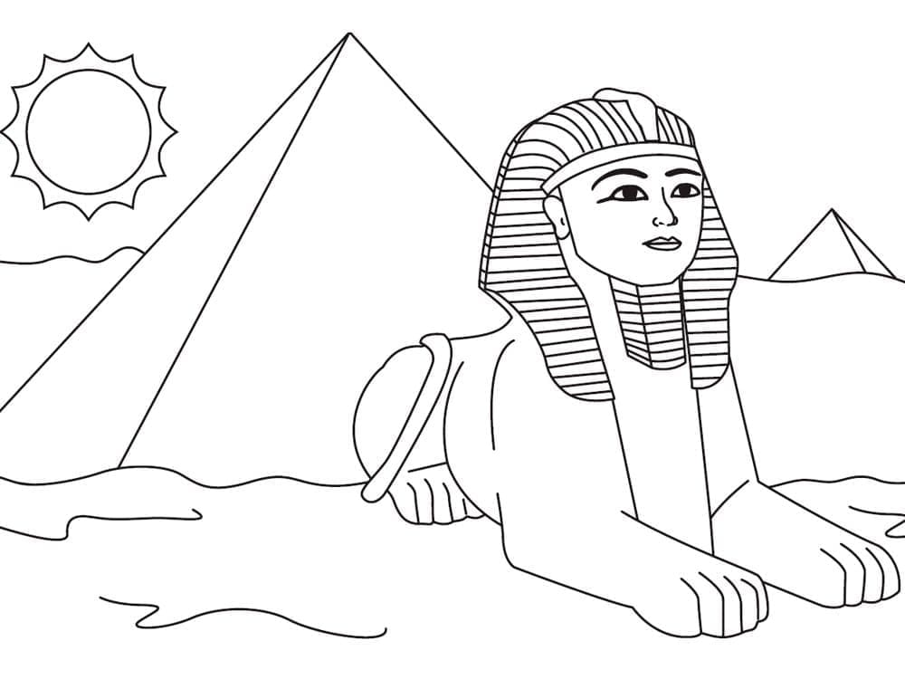 Coloriage Sphinx et Pyramide