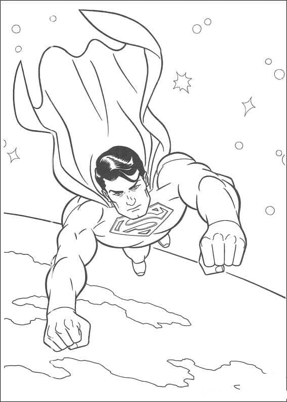 Coloriage Superman dans l'espace