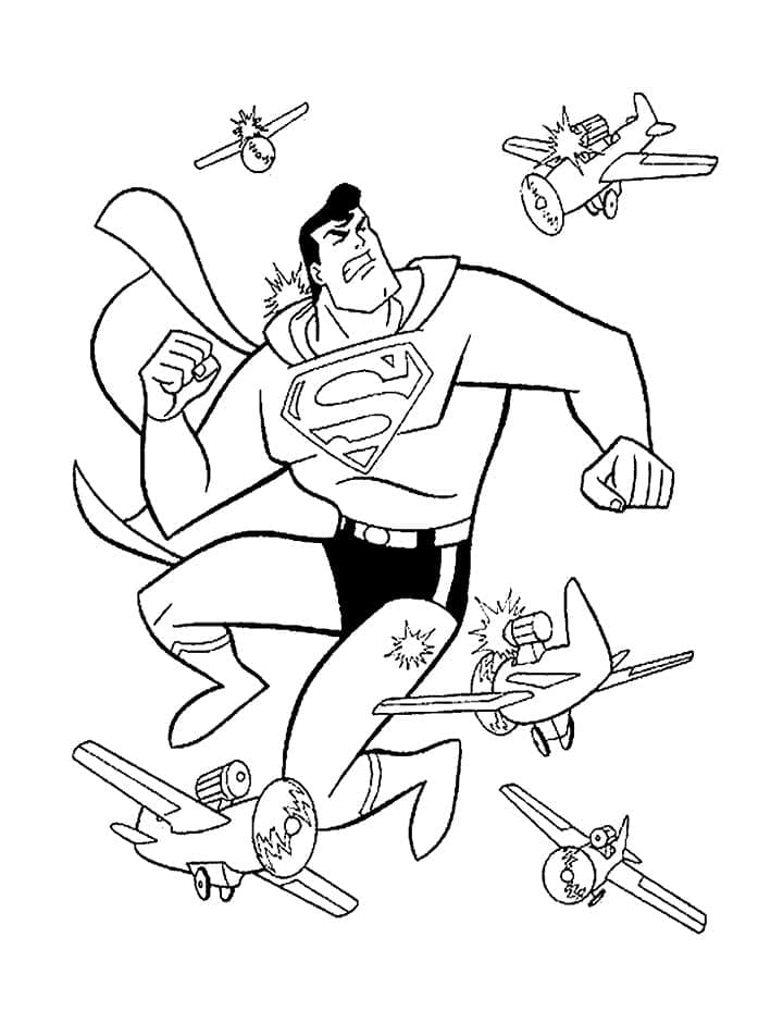 Superman et les Avions coloring page