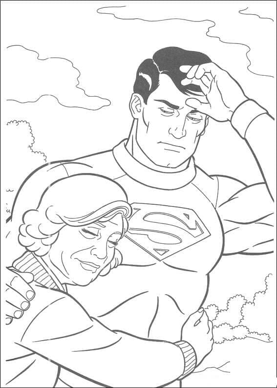Coloriage Superman Sauve une Femme