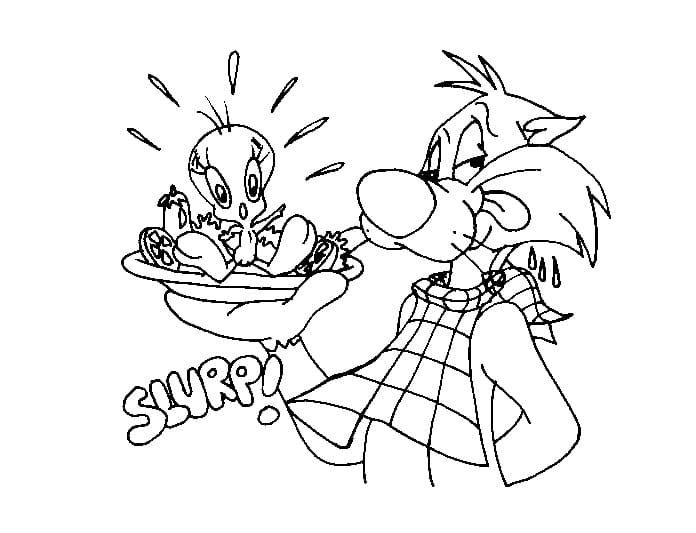Titi et Grosminet dans Looney Tunes coloring page