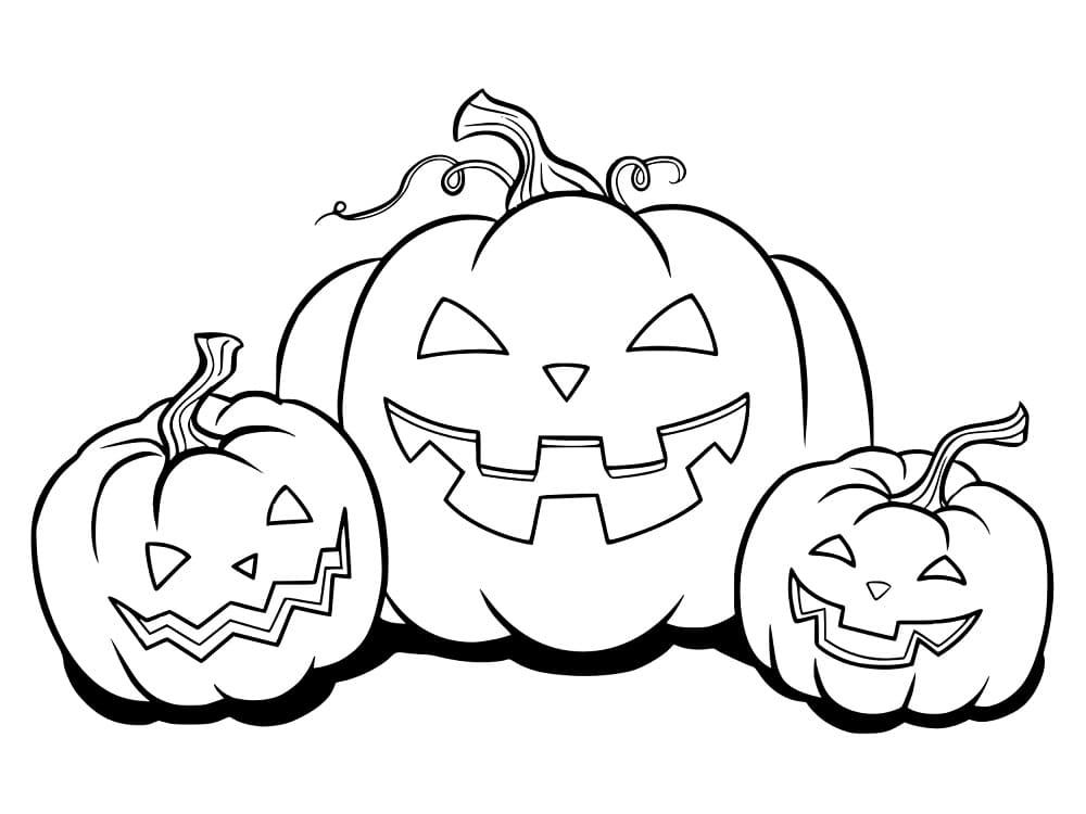 Coloriage Trois Citrouilles d'Halloween - télécharger et imprimer ...