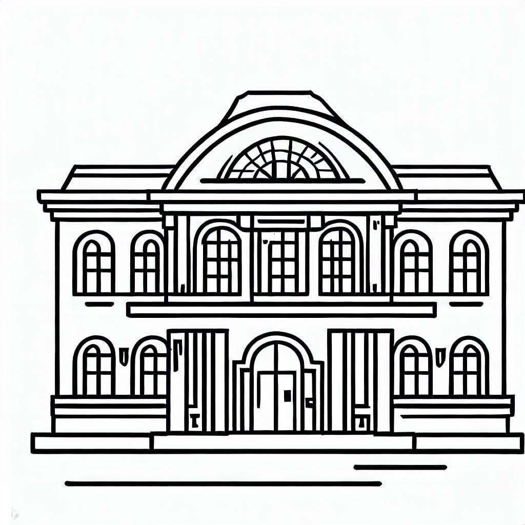 Un Bâtiment de la Bibliothèque coloring page