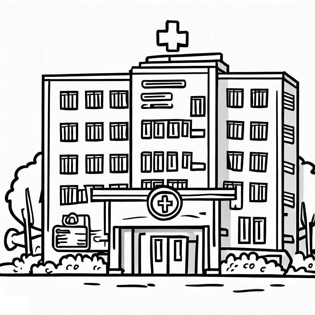 Un Bâtiment Hospitalier coloring page