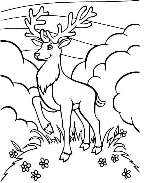 Un Cerf Heureux coloring page