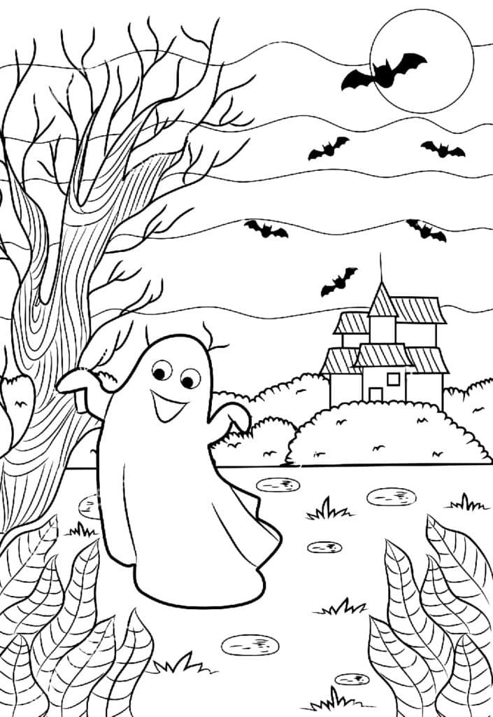 Coloriage Un Fantôme d'Halloween