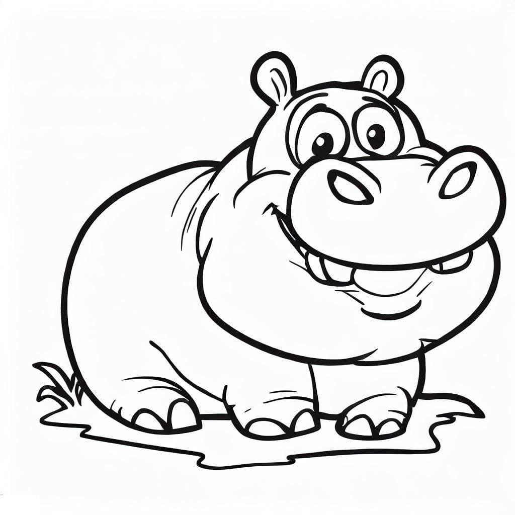 Coloriage Un Hippopotame Drôle