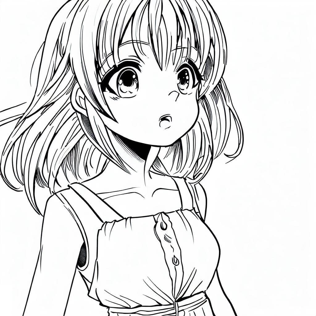 Coloriage Une Fille Manga Très Mignonne