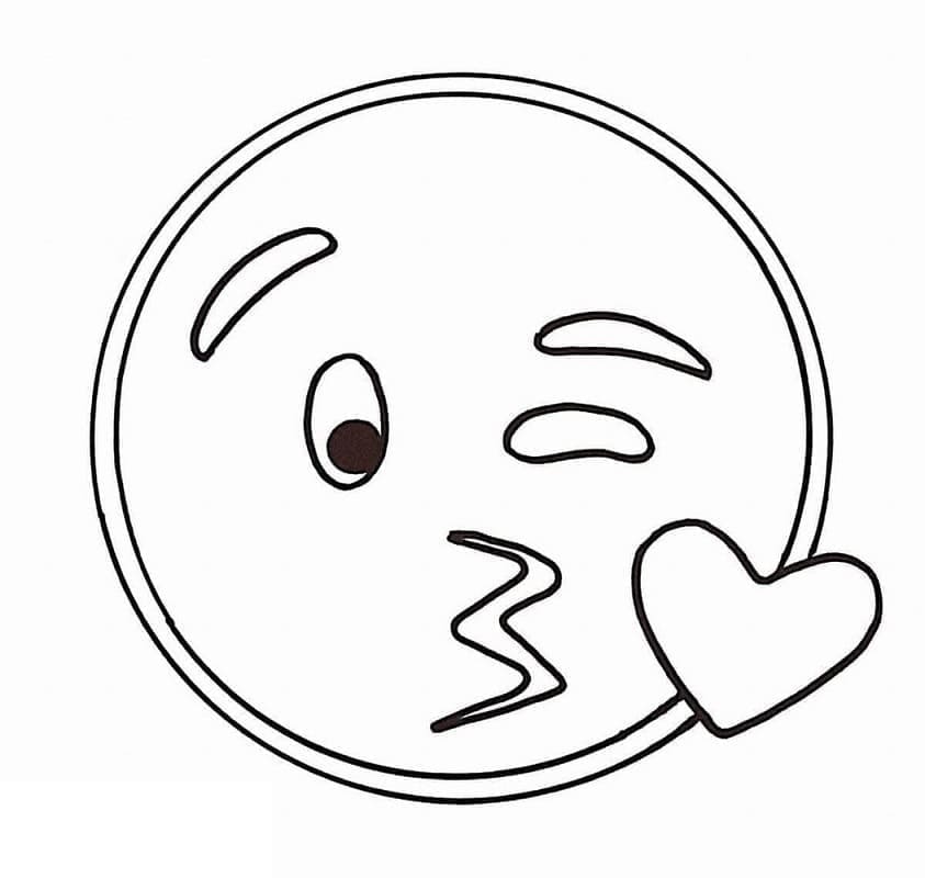 Visage Envoyant Un Bisou Emoji coloring page