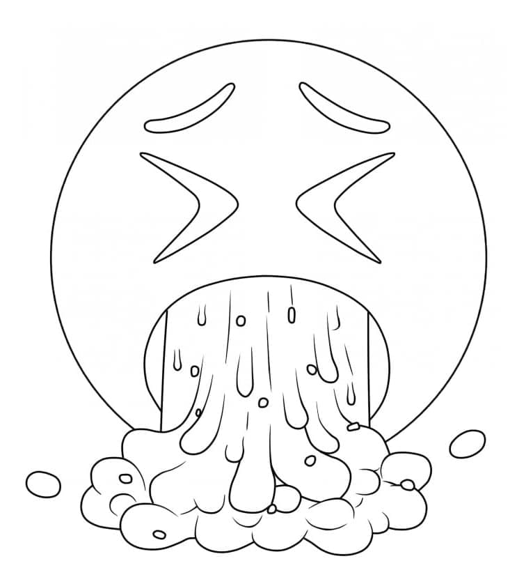 Visage Qui Vomit Emoji coloring page