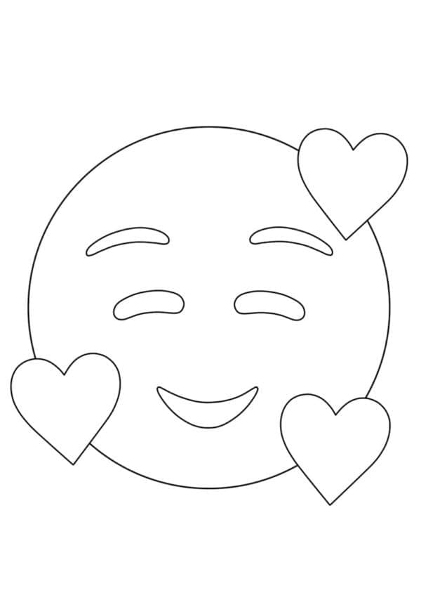 Visage Souriant Avec Cœurs Emoji coloring page