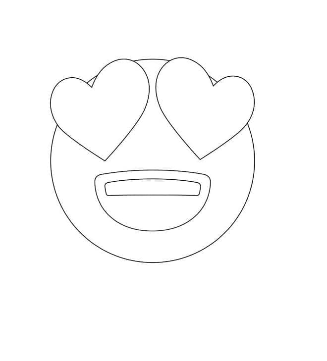 Coloriage Visage Souriant Avec Yeux En Forme De Cœur Emoji
