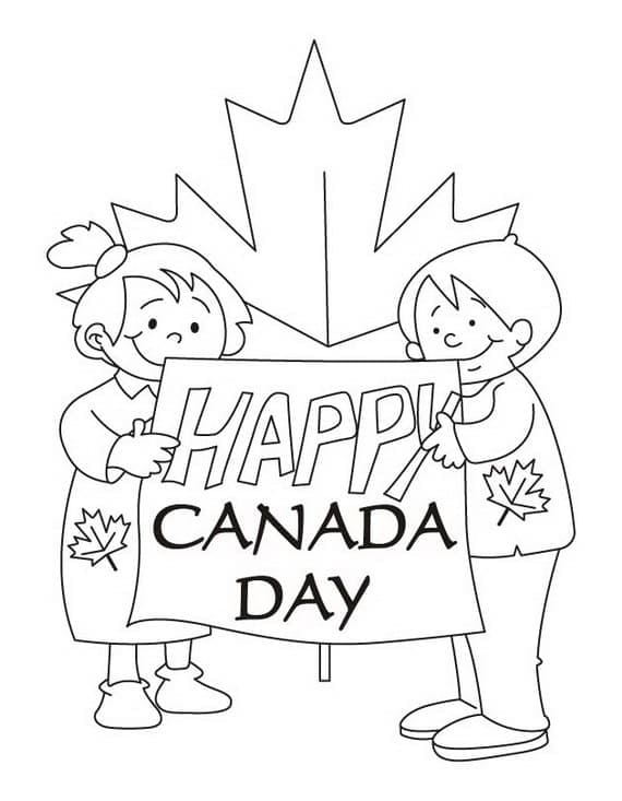 Coloriage Fête du Canada avec Enfants