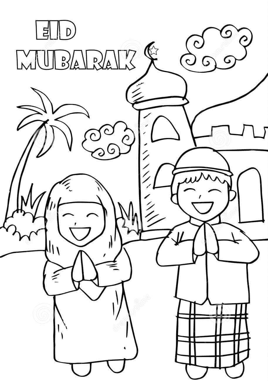 Coloriage Aïd Moubarak Pour Enfants